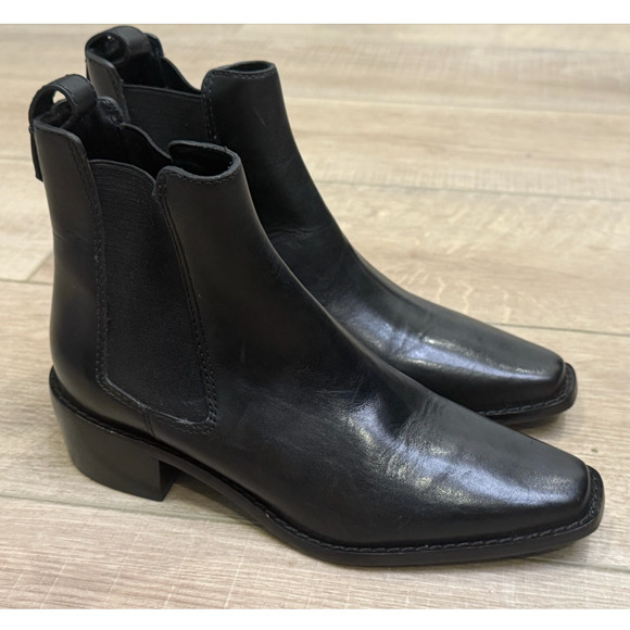 NEW TORY BURCH PERFECT BLACK 45MM LEATHER CHELSEA ANKLE BOOTIE BOOTS 152801 SZ 5 - Picture 4 of 8